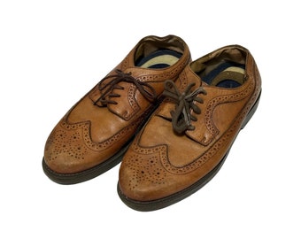 Vintage Leather Saddle Shoes - Men's Size 9.5 M - Honey Brown Wingtip Leather Men's Shoe