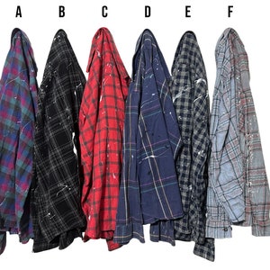 PICK ONE: Heavily Distressed Painted Flannel Shirts with Frayed Holes image 2