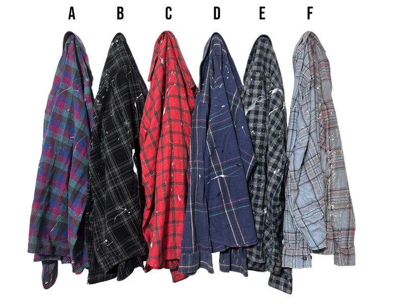 PICK ONE: Heavily Distressed Painted Flannel Shirts with Frayed Holes image 2