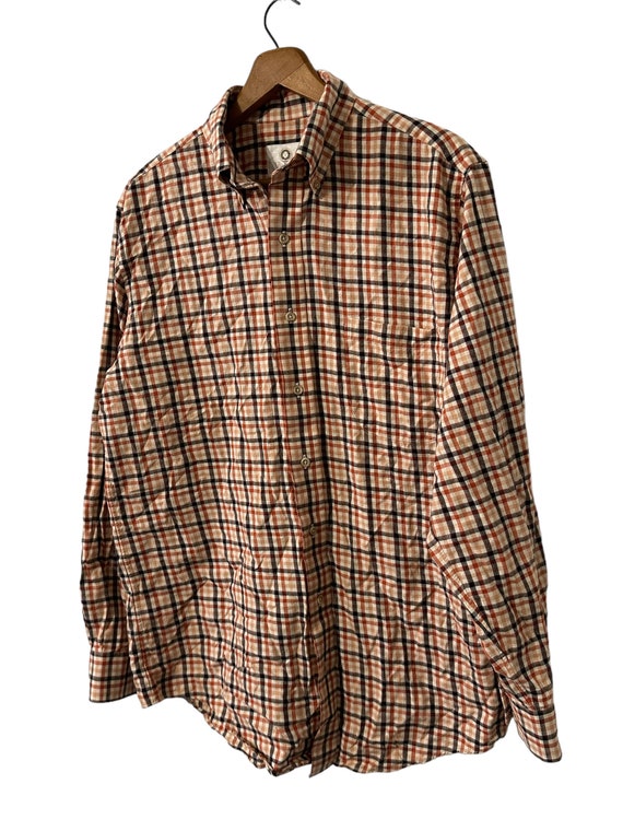 Fall Colors Rust Orange Checked Plaid Vintage Fla… - image 4