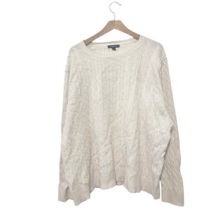 Womens Off White Cable Knit Sweater Size 2X XXL Lands End