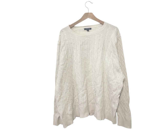 Womens Off White Cable Knit Sweater Size 2X XXL Lands End