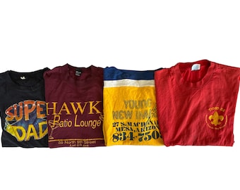 Vintage T-Shirts Pack 80er Jahre T-Shirts Größe Medium Erwachsene Unisex Distressed Beschädigte Grafik Shirts