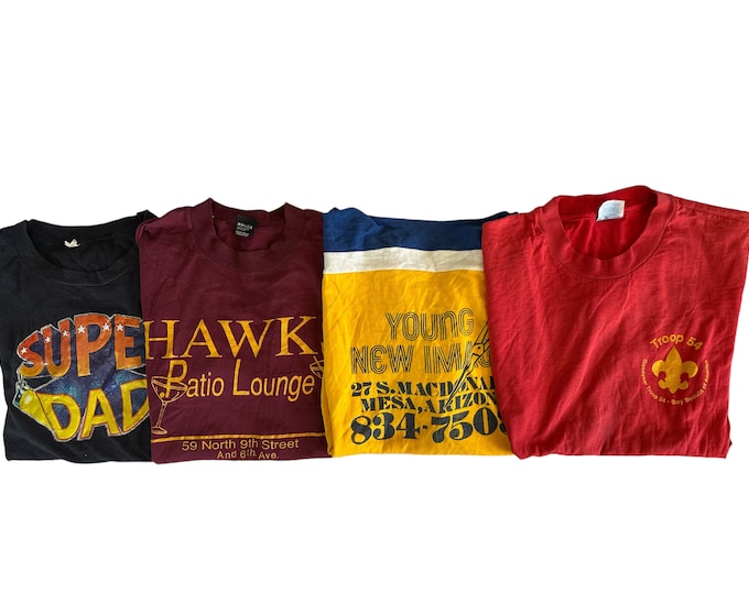 Vintage T-shirts Pack 80s Tees Size Medium Adult Unisex Distressed Damaged Graphic Shirts