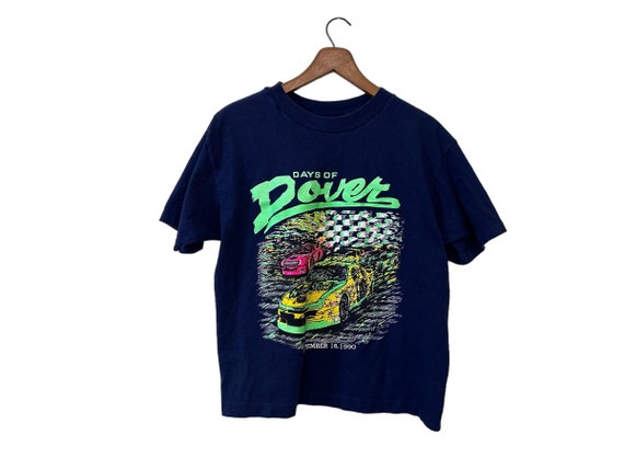 90s Days of Dover September 16 1990 Race Car T-shirt Racing Navy Blue Vintage Shirt Size Large