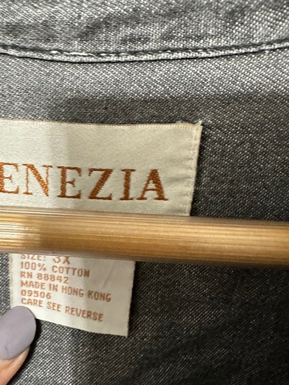 3XL Women's Gray Chambray Button Down Long Sleeve… - image 6