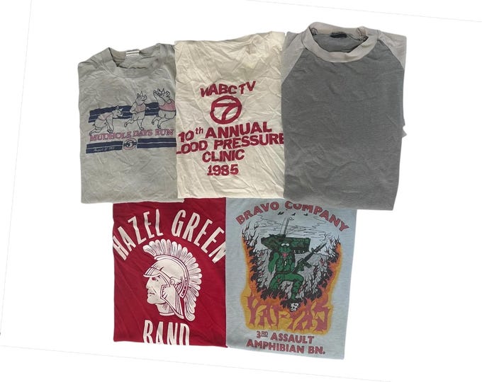 Vintage T-shirt Pack of Distressed or Damaged 80s 90s Vintage Tees Size Small Adult Unisex Short Sleeve Graphic Shirts