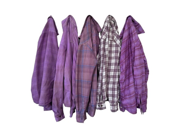 PICK ONE: Lavender Dyed Flannel Shirts Unisex Men Women Light Purple Plaid Cotton Flannels