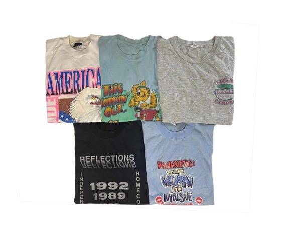 Vintage 80s 90s T-shirts Pack of Distressed Damaged Vintage Tee Size Large Adult Unisex Short Sleeve Graphic Tshirts
