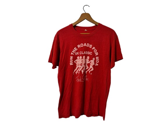 80's Vintage Run the Roads for MDA 5K Classic Red Graphic Print T-Shirt Short Sleeve Distressed Size Medium