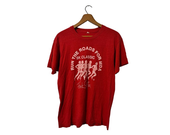 80's Vintage Run the Roads for MDA 5K Classic Red Graphic Print T-Shirt Short Sleeve Distressed Size Medium
