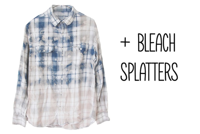 Half Bleached Flannel Shirt Custom Hand Dyed Ombre Bleach image 6
