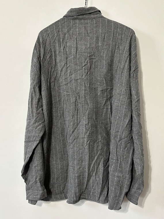 Gray Vertical Striped Soft Cotton Flannel Shirt X… - image 8