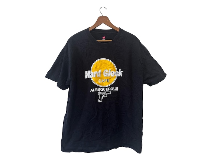 90s 1996 Hard Glock Cafe Albuquerque Gun Owner Funny T-shirt Gag Gift Humor Black Size XL