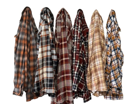PICK ONE: Rustic Fall Colored Flannel Shirts | Choose Your Favorite Plaid | Orange Brown Beige Rust Tan | Unisex Men Women Boyfriend Fit