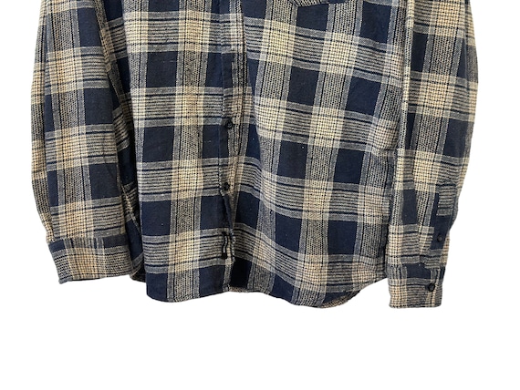 Vintage Hooded Flannel Plaid Grunge Hoodie Button… - image 4
