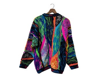 Colorful Vintage COOGI Australia Sweater Neon Multi Colored