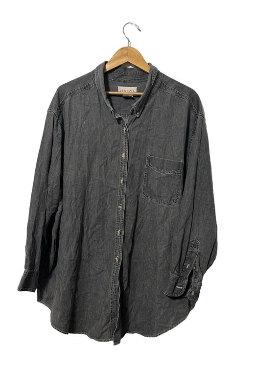 3XL Women's Gray Chambray Button Down Long Sleeve… - image 7
