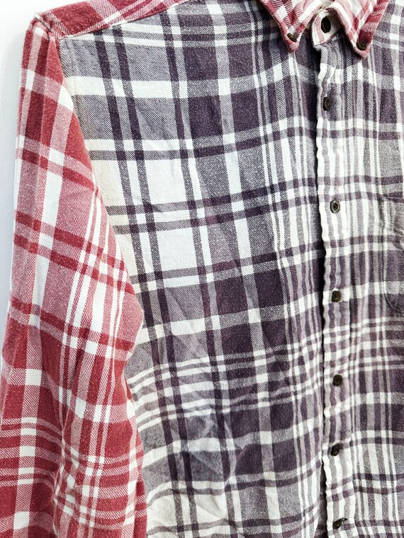 Purple Rose Patchwork Print Flannel Shirt Size Me… - image 2