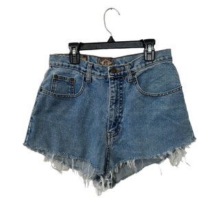 Vintage Distressed Denim Jean Cut-Off Short Shorts 5 Pocket Style Blue Express Womens