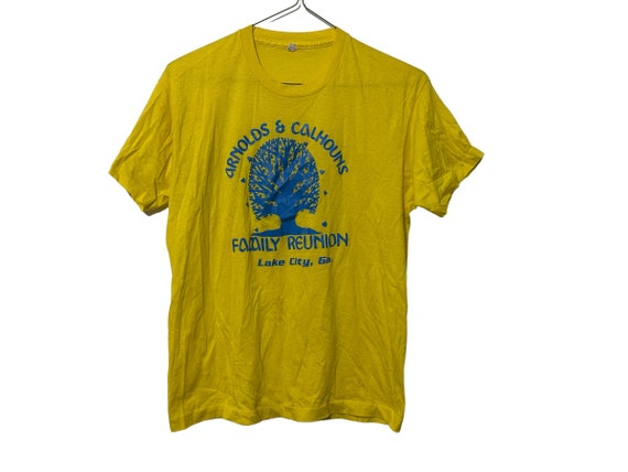 80’s Family Reunion Vintage T-shirt Yellow Graphic Tee Adult L XL