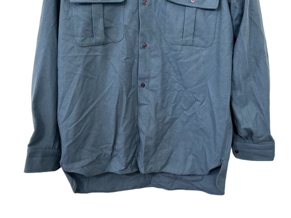 Vintage Wool Solid Blue Flannel Button Down Pocke… - image 3