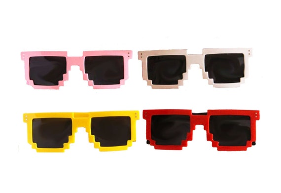 Minecraft Pixelated 8bit Sunglasses | Red White Yellow Pink | Retro Video Game Gamer Shades