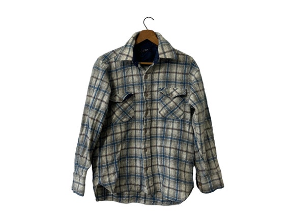 Vintage Gray Wool Blend Flannel Shirt Mens Arrow … - image 1
