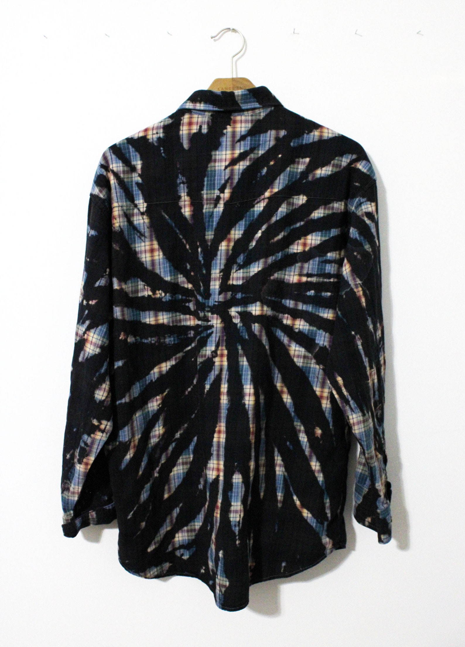 Black Tie Dye Flannel Shirt Dark Grunge Clothing Button Down Etsy