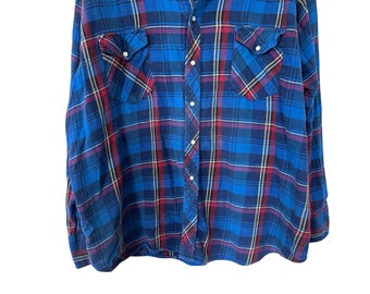 Chemise Western Wrangler Homme, 3XL, Rouge à Carreaux, Manches Longues, Snaps