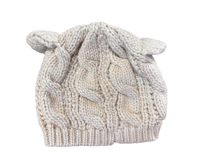 Light Beige Cat Ear Beanie Hat