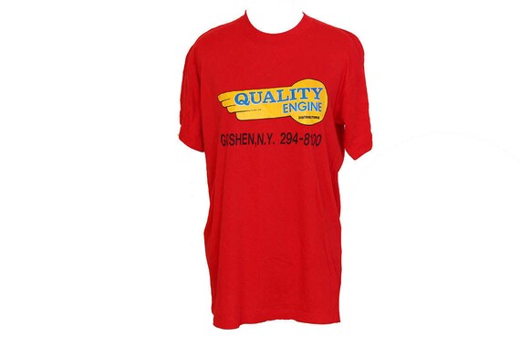 Vintage 80's Automotive T-shirt 'Quality Engine Distributors' Red Size Medium