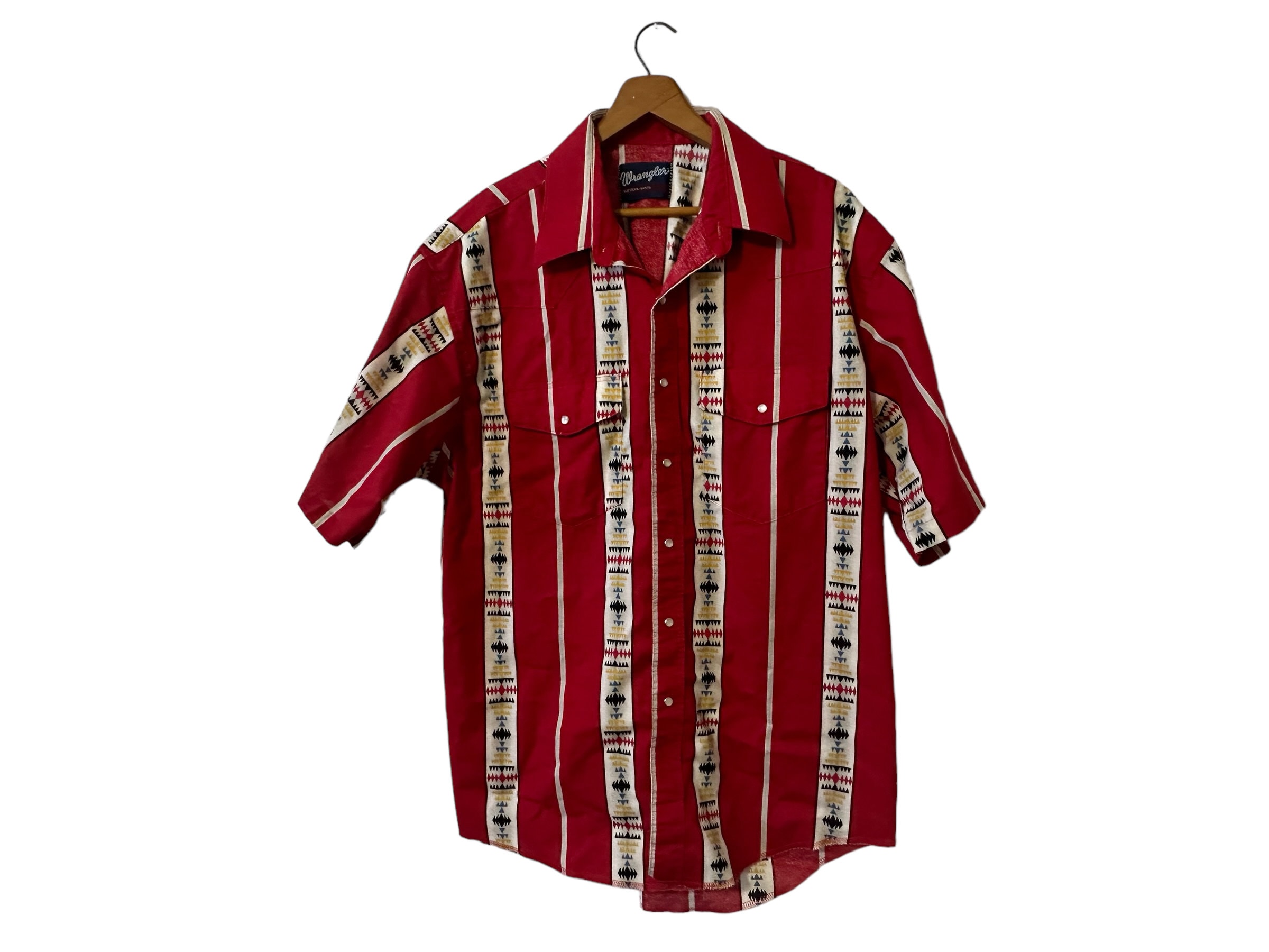 80s Vintage Wrangler Aztec Print Western Shirt Red White 80s Vintage Wrangler Aztec Print Western Shirt Red White
