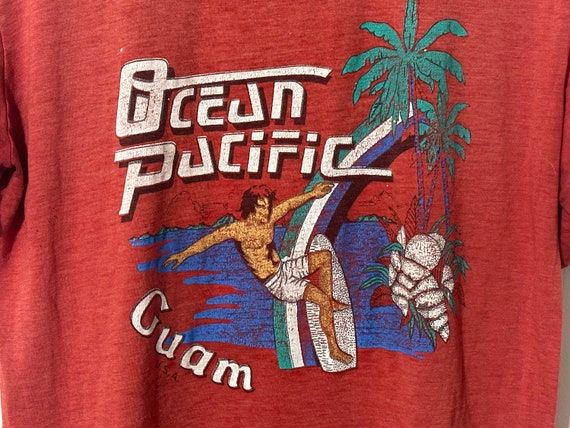1980's Vintage GUAM Ocean Pacific Distressed SURF T-shirt Rad