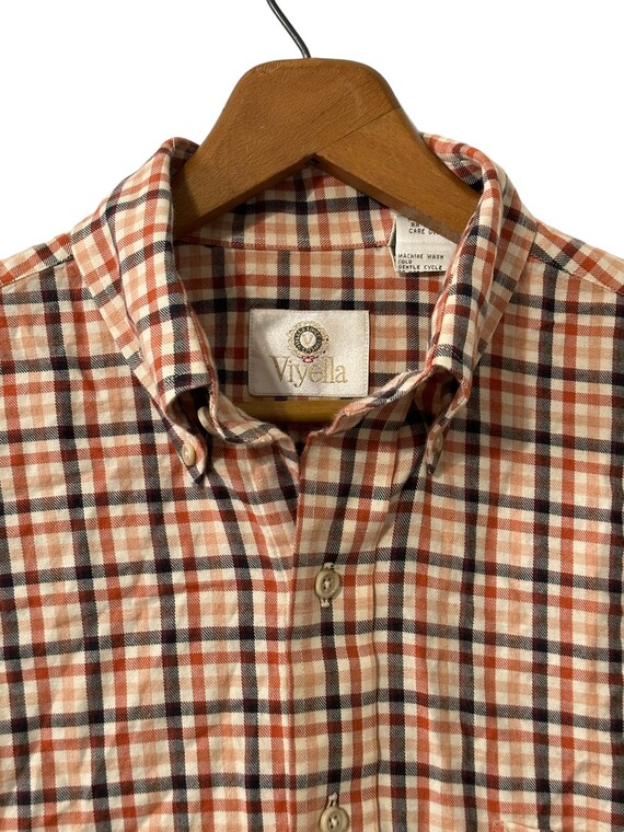 Fall Colors Rust Orange Checked Plaid Vintage Fla… - image 5