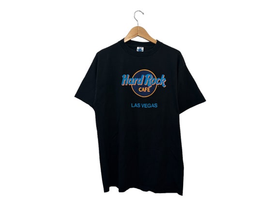 Hard Rock Cafe Las Vegas Black & Neon Logo Vintage 100% Cotton T-Shirt Short Sleeve Blue Orange Pink Graphic Adult Size XL