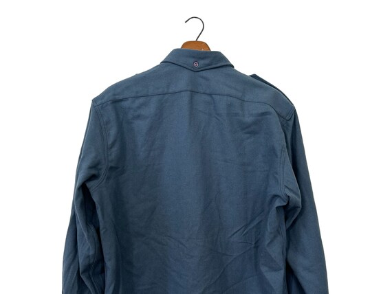 Vintage Wool Solid Blue Flannel Button Down Pocke… - image 7
