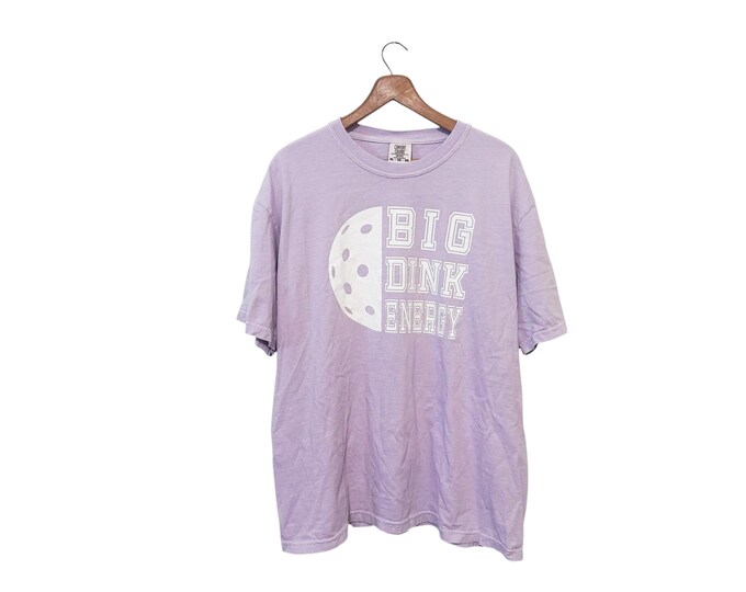 Big Dink Energy Funny Pickleball T-shirt Light Purple Lavender 100% Cotton Comfort Colors Size XL Unisex
