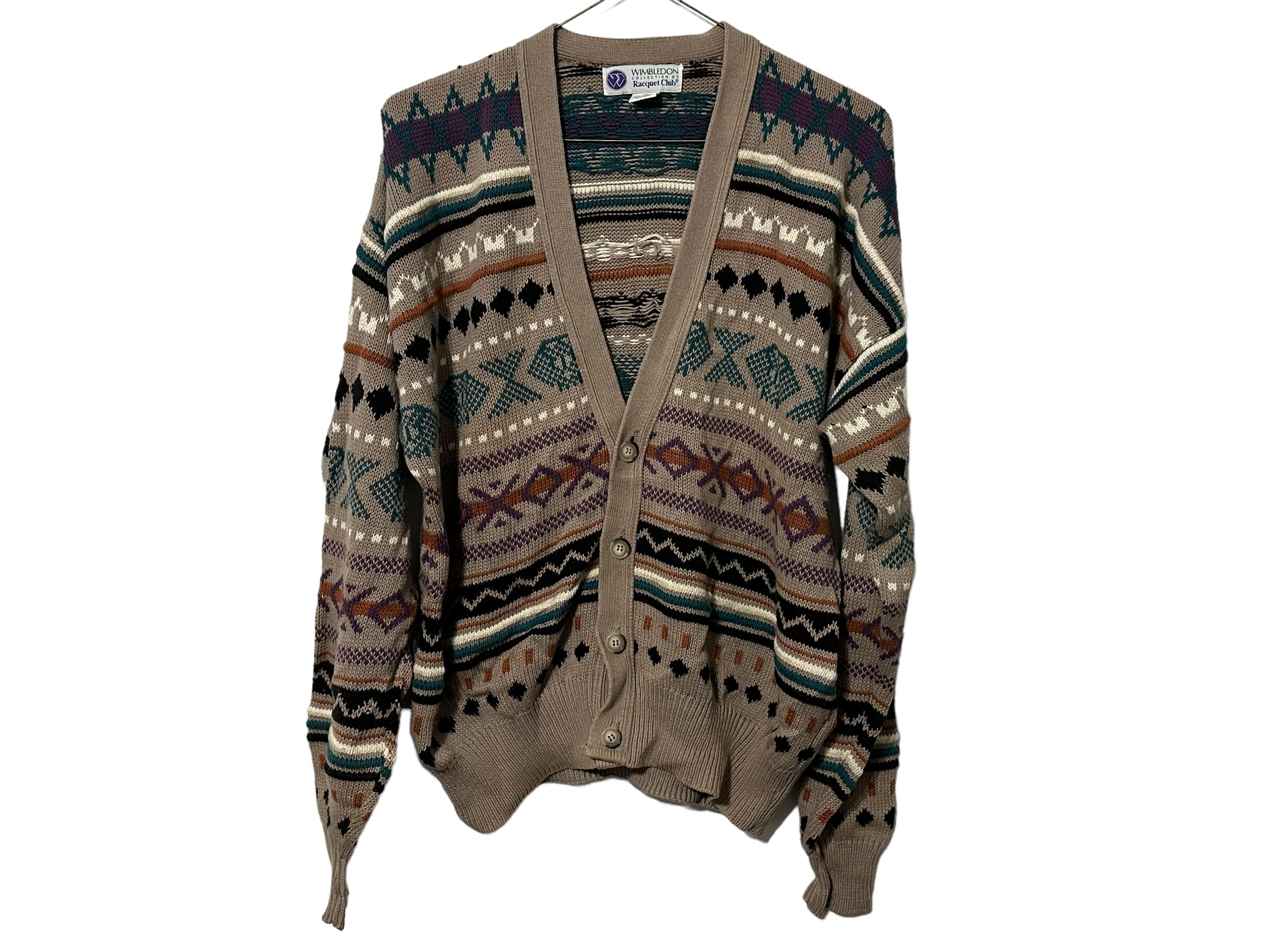 Vintage horizontal tribal print algod n tejido Cardigan su ter
