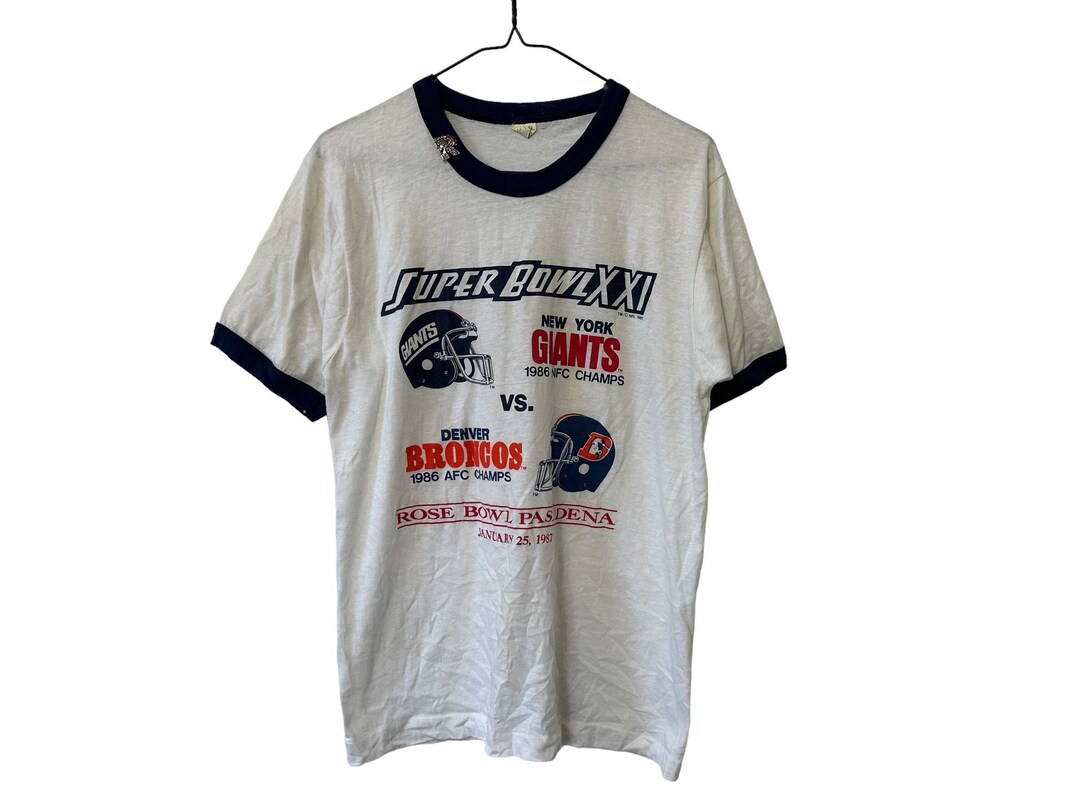 Vintage 1987 Super Bowl XXI Ringer T-shirt Rose Bowl