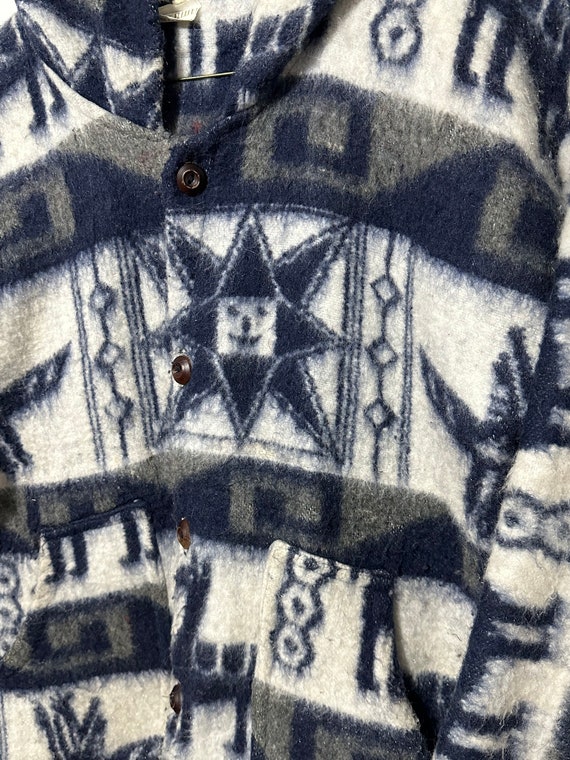 Vintage Alpaca Print Jacket South American Hooded… - image 5