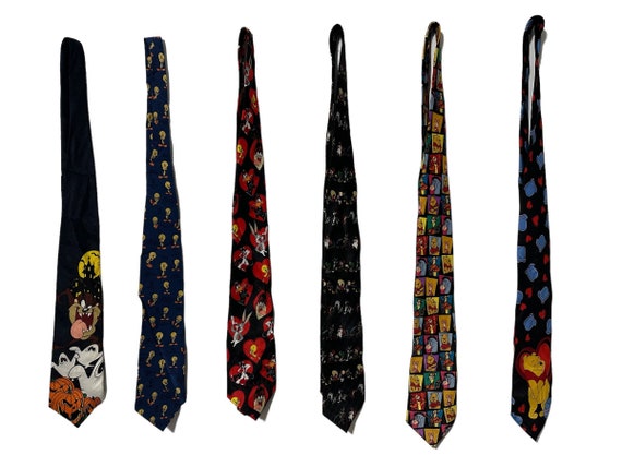 PICK ONE: Vintage 90's Cartoon Character Men's Suit Necktie Ties | Looney Tunes | Taz | Winnie the Pooh | Tweety Bird | Bugs Bunny