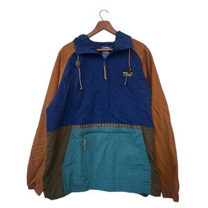Vintage L.L. Bean Windbreaker Jacket Blue Olive Rust Orange Mens XL