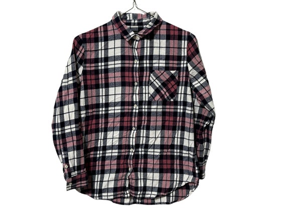 Women’s Boyfriend Fit Flannel Dark Mauve Shirt Size Small Medium