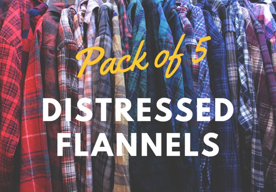 Pack of 5 Distressed Flannel Shirts