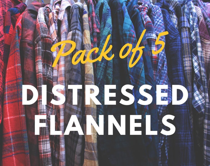 Pack of 5 Distressed Flannel Shirts