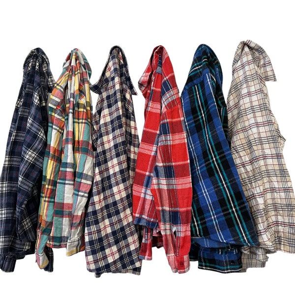 PICK ONE: Vintage 80's & 90's Flannels Unisex Mens Plaid Flannel Shirts Old Worn Flannels with Distress / Damage