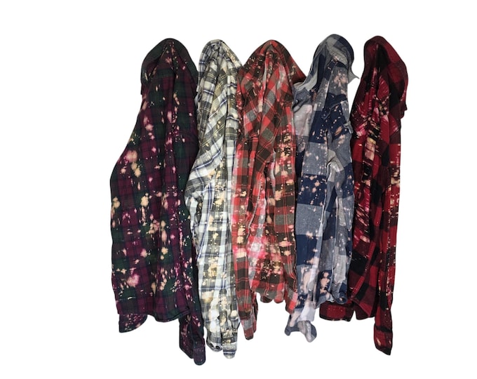 PICK ONE: Splatter Bleached Flannel Shirt Mixed Colors Bleach Splatters Hand Dyed Shirts