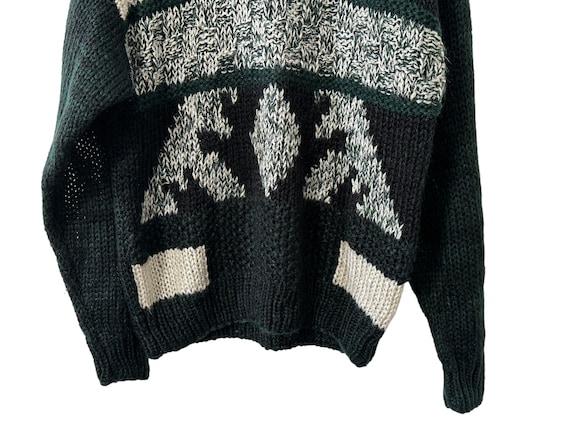 80's Abstract Patterned Knit Oversized Pullover S… - image 3