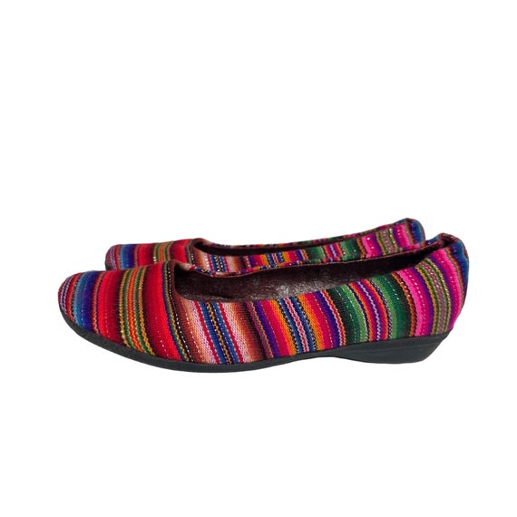 Women's Vintage Peruvian Blanket Ballet Flats Rainbow Shoes Multicolor Slip-on Made in Peru Size 5.5 Women US